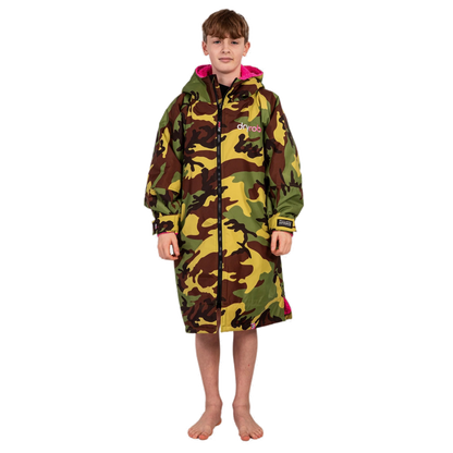 Dryrobe Advance Langarm-Ponchojacke pink-camo-kids